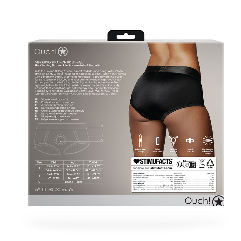 Ouch! Vibrating Strap-on Brief Black M/L - Fantasies Boutique
