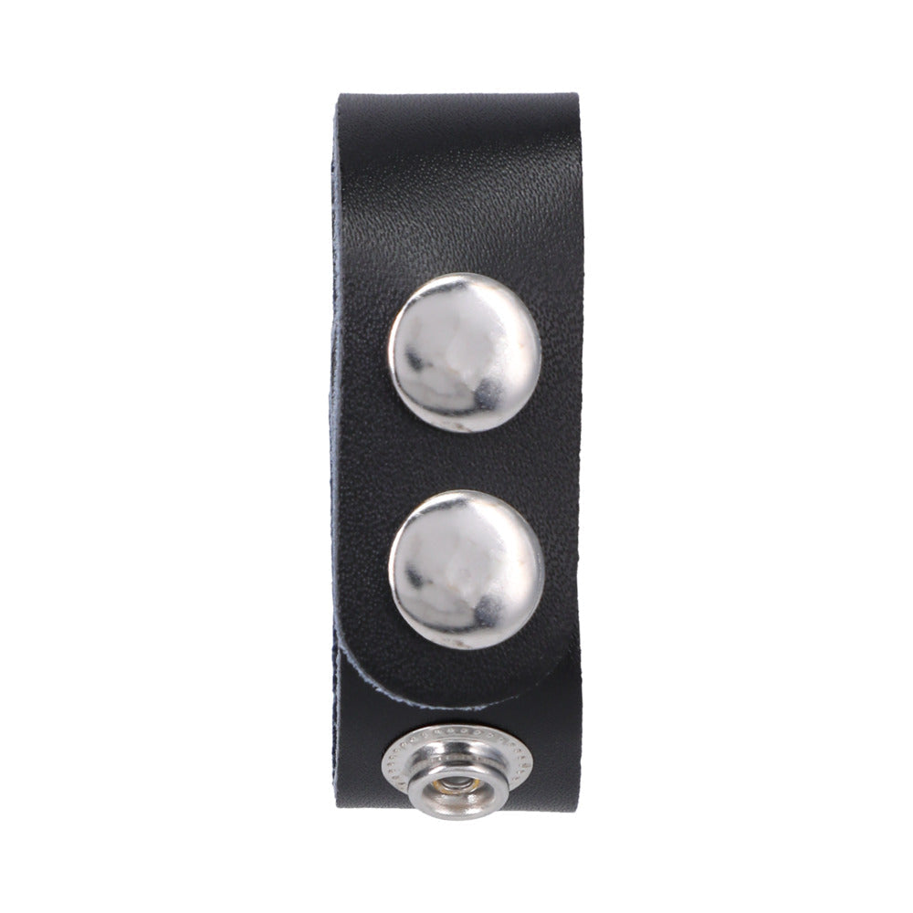 Rock Solid Adjustable Leather 3 Snap Cock Ring (Black) - Fantasies Boutique