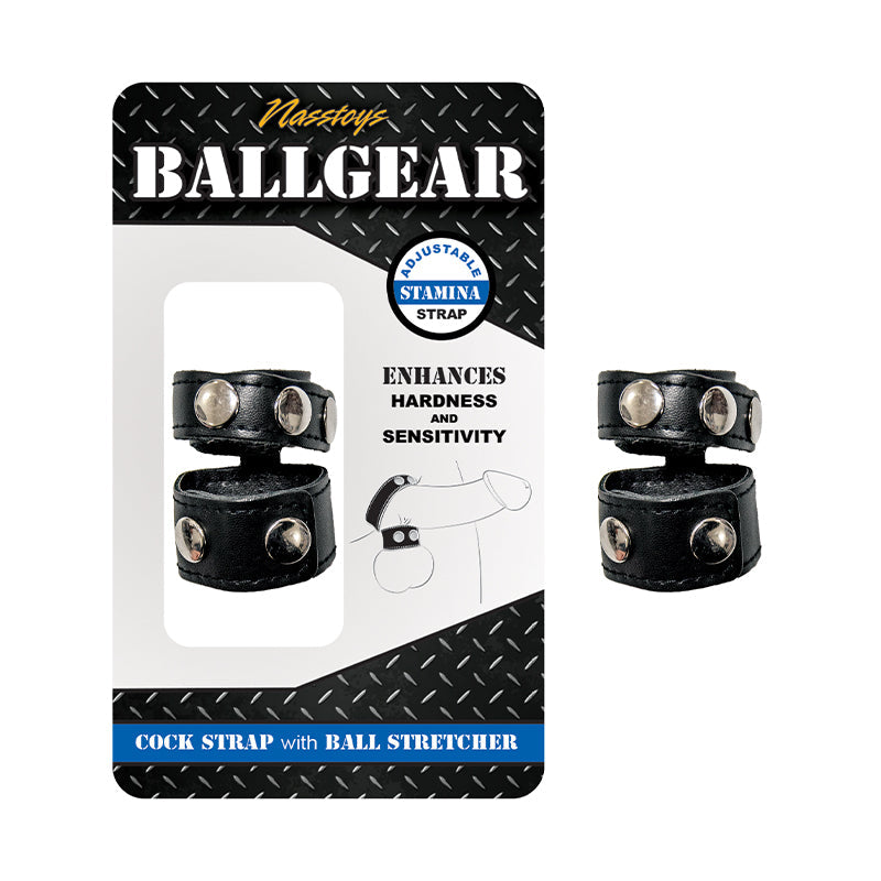 Ballgear Cock Strap With Ball Stretcher Black - Fantasies Boutique