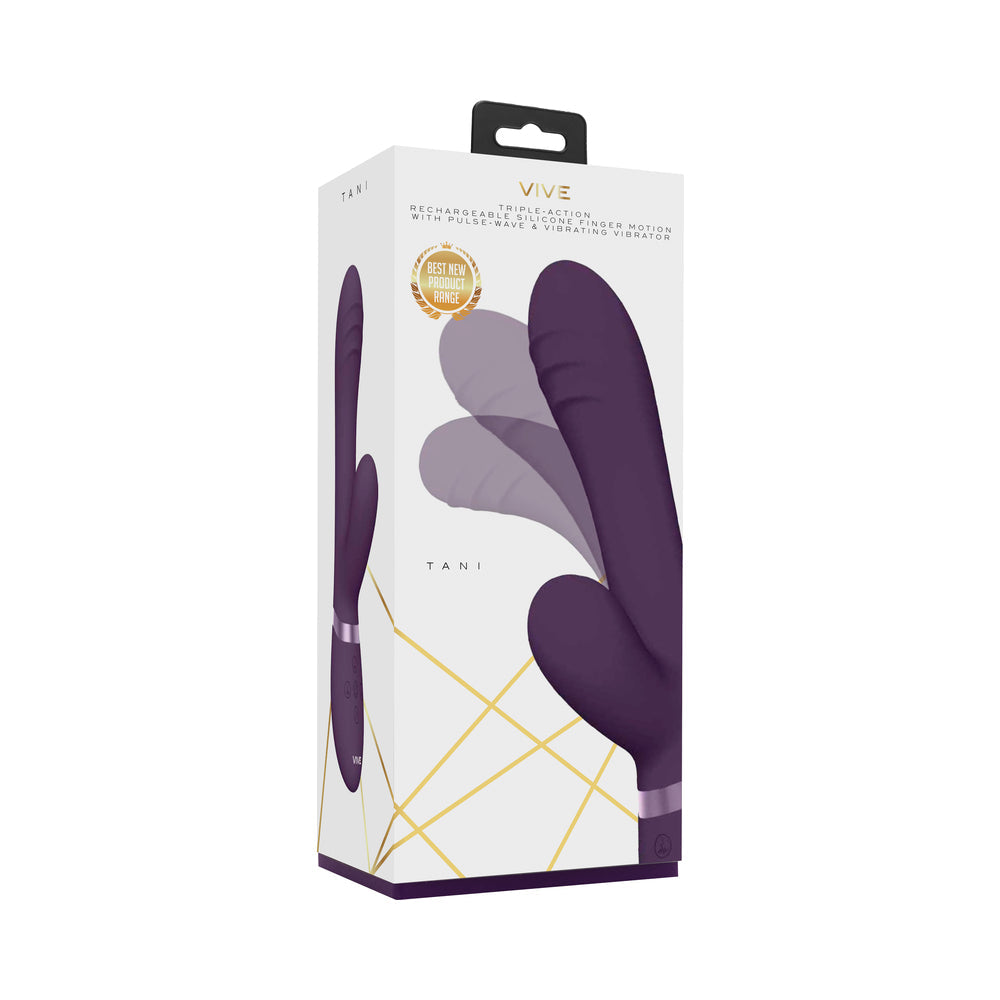 VIVE TANI Rechargeable Finger Motion With Pulse-Wave & Vibrating Silicone Dual Stimulator Purple - Fantasies Boutique