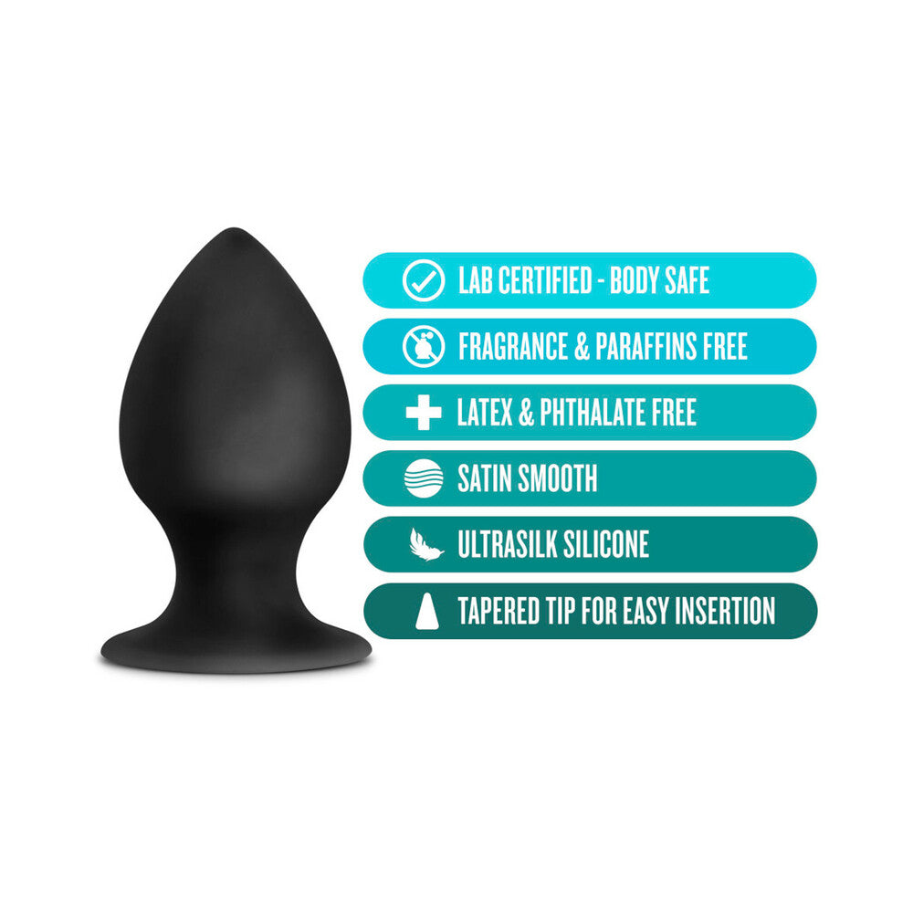 Anal Adventures Platinum Silicone Anal Stout Plug Large Black - Fantasies Boutique