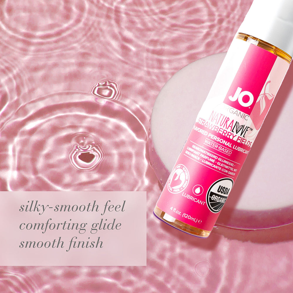 JO NaturaLove Organic Strawberry Fields Flavored Water-Based Lubricant 4 oz.