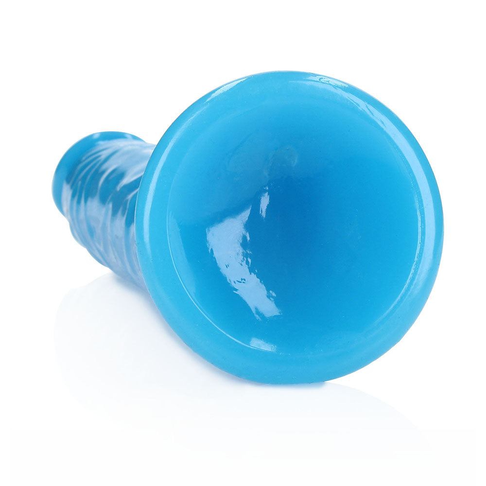 RealRock Glow in the Dark Slim 11 in. Dildo Neon Blue - Fantasies Boutique