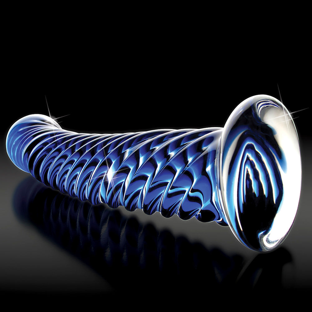 Icicles No. 29 Curved Textured 7.25 in. Glass Dildo Blue - Fantasies Boutique