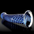 Icicles No. 29 Curved Textured 7.25 in. Glass Dildo Blue - Fantasies Boutique