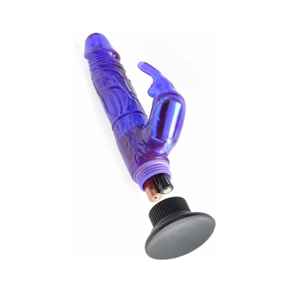 Waterproof Wall Bangers Deluxe Bunny Realistic Rabbit Vibrator With Suction Cup Purple - Fantasies Boutique