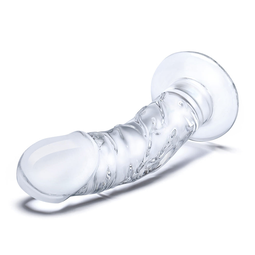 Glas 7 in. Curved Realistic Glass Dildo with Veins - Fantasies Boutique