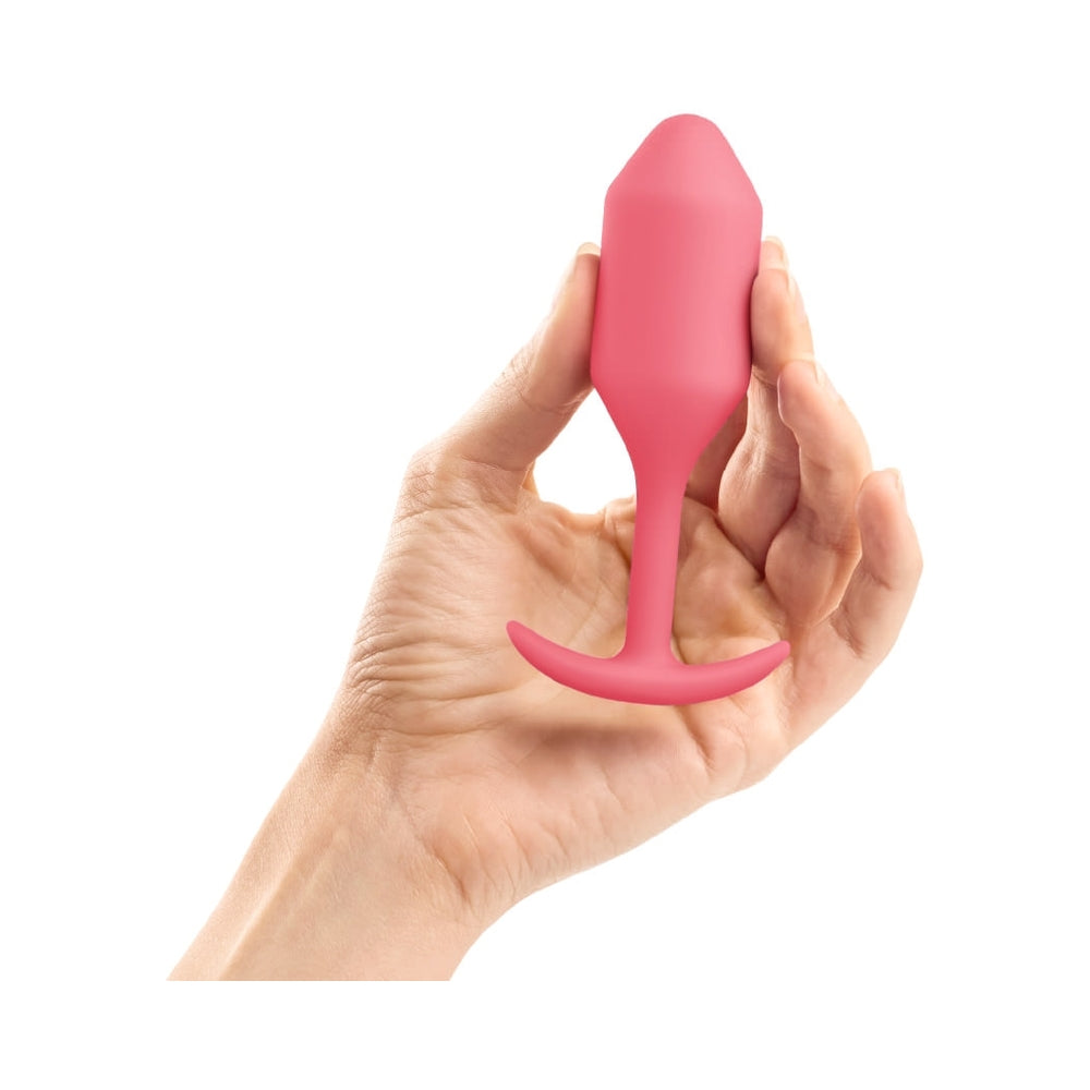 b-Vibe Snug Plug 2 Weighted Silicone Anal Plug Coral - Fantasies Boutique