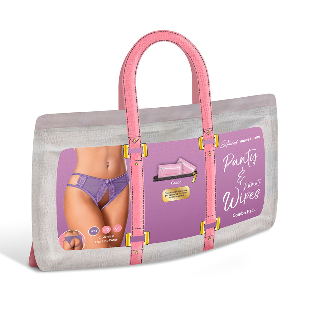 Magic Silk Sweetums Crotchless Low Rise Panty Grape L/XL