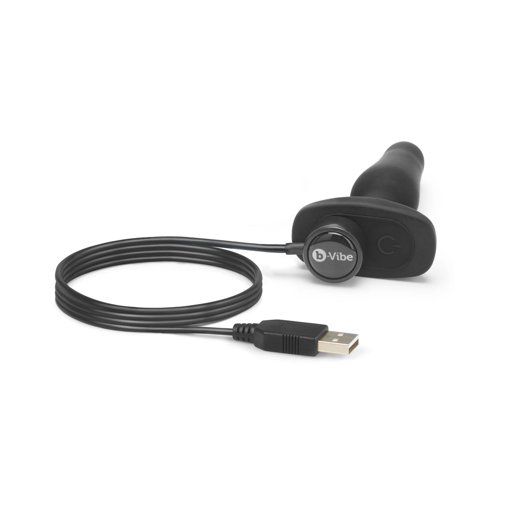 b-Vibe Novice Rechargeable Remote-Controlled Vibrating Silicone Anal Plug Black - Fantasies Boutique
