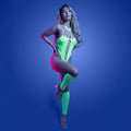 Fantasy Lingerie Glow Pressure Point UV Reactive Rhinestone Teddy & Gloves O/S