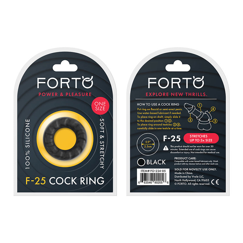 Forto F-25 Liquid Silicone Cockring 23mm Black - Fantasies Boutique
