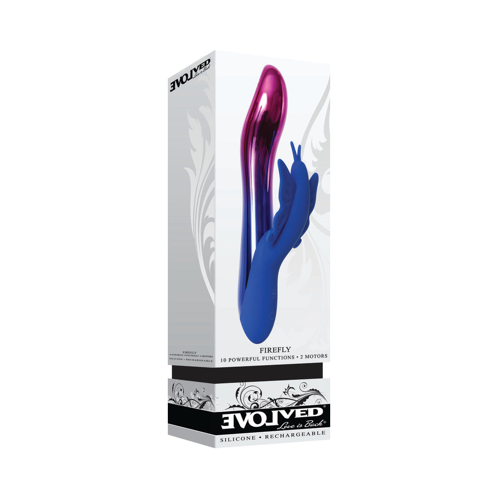 Evolved Firefly Rechargeable Silicone Dual Stimulator Blue/Pink - Fantasies Boutique