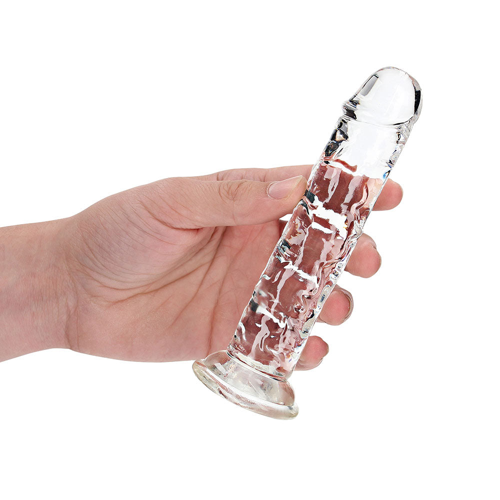 RealRock Crystal Clear Straight 6 in. Dildo Without Balls Clear - Fantasies Boutique