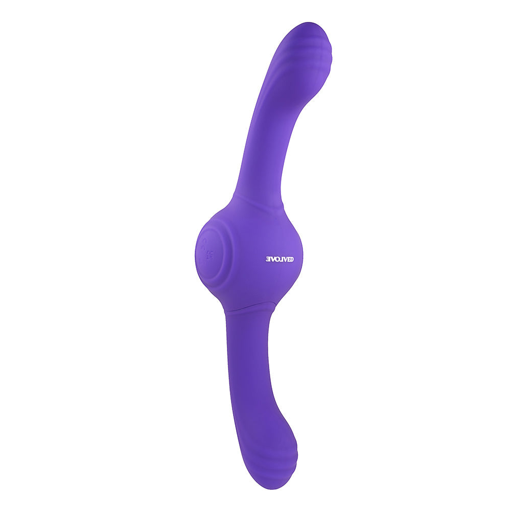 Evolved Our Gyro Vibe Rechargeable Dual Ended Gyrating Silicone Vibrator Purple - Fantasies Boutique