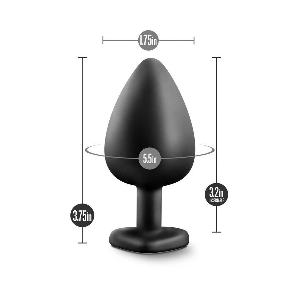 Blush Temptasia Bling Anal Plug with Heart-Shaped Gem Base Large Black - Fantasies Boutique