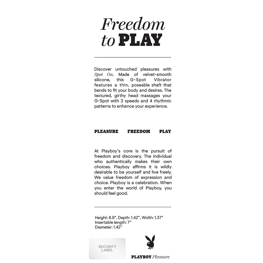 Playboy Spot On Rechargeable Posable Silicone G-Spot Vibrator Acai - Fantasies Boutique