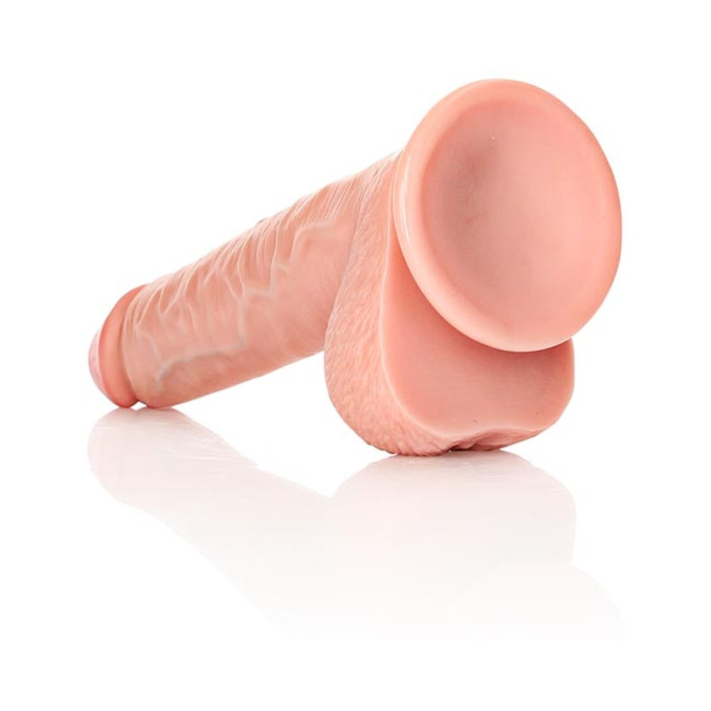 RealRock Realistic 11 in. Straight Dildo With Balls and Suction Cup Beige - Fantasies Boutique