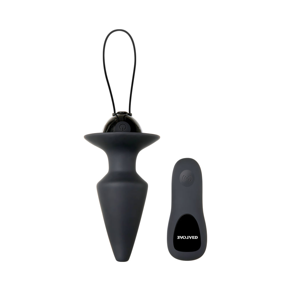 Evolved Plug & Play Rechargeable Remote-Controlled Vibrating Silicone Anal Plug Black - Fantasies Boutique