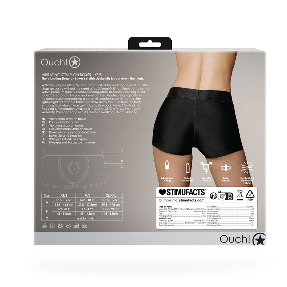 Ouch! Vibrating Strap-on Boxer Black XS/S - Fantasies Boutique