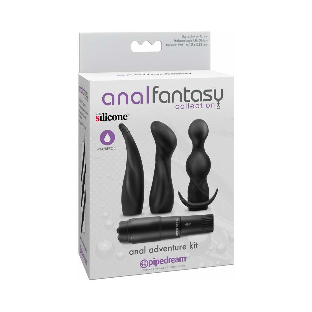 Pipedream Anal Fantasy Collection 4-Piece Silicone Anal Adventure Kit Black - Fantasies Boutique