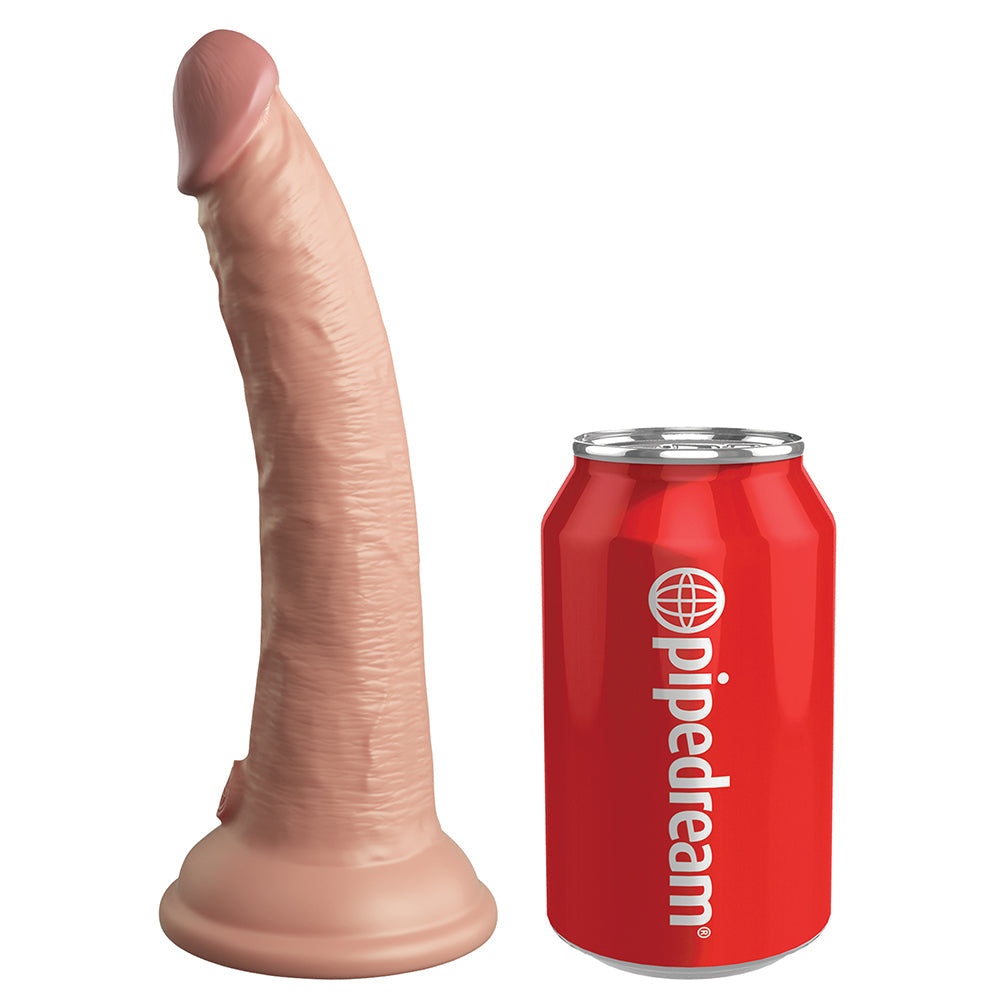 King Cock Elite 7 in. Dual Density Silicone Cock Realistic Dildo With Suction Cup Beige - Fantasies Boutique