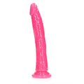 RealRock Glow in the Dark Slim 11 in. Dildo Neon Pink - Fantasies Boutique