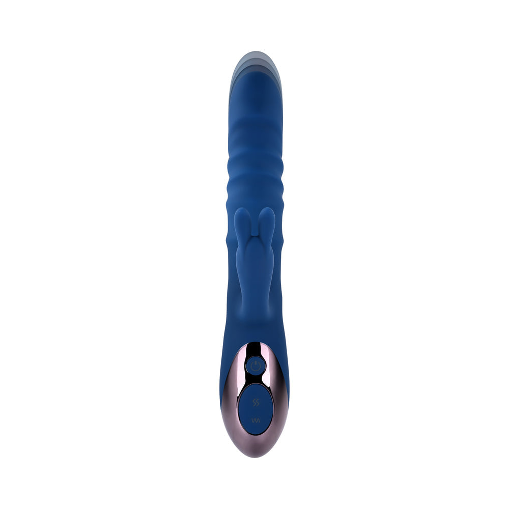 Evolved The Ringer Rechargeable Thrusting Silicone Rabbit Vibrator Blue - Fantasies Boutique
