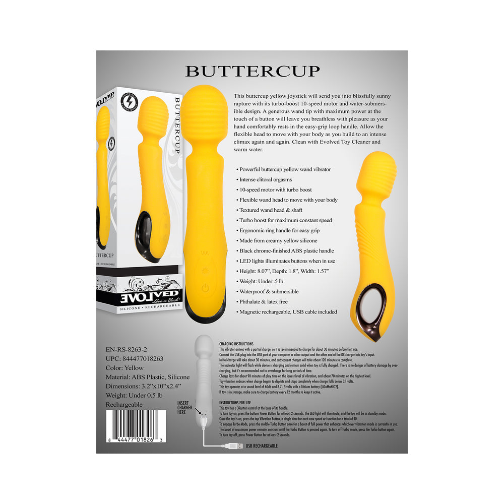 Evolved Buttercup Rechargeable Silicone Wand Vibrator Yellow - Fantasies Boutique