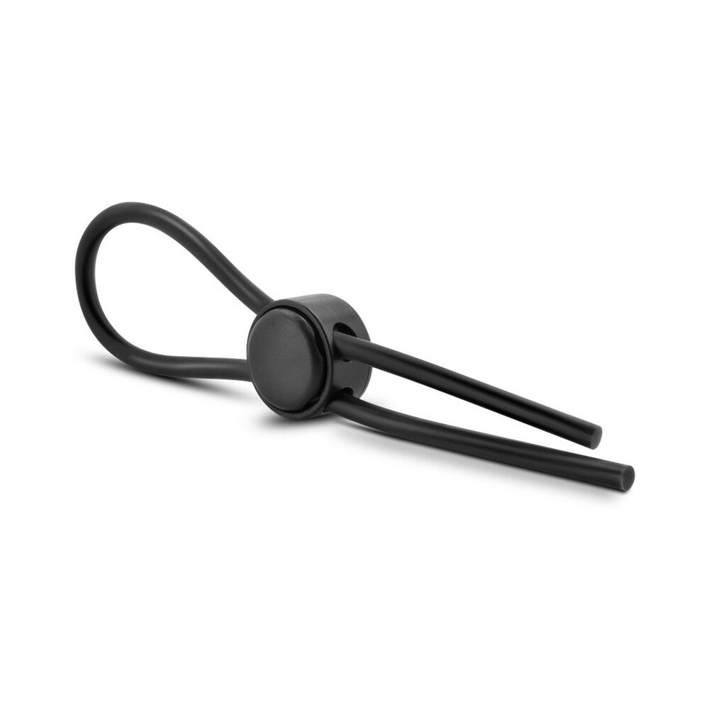 Stay Hard Silicone Loop Lasso/Bolo Cockring Black - Fantasies Boutique