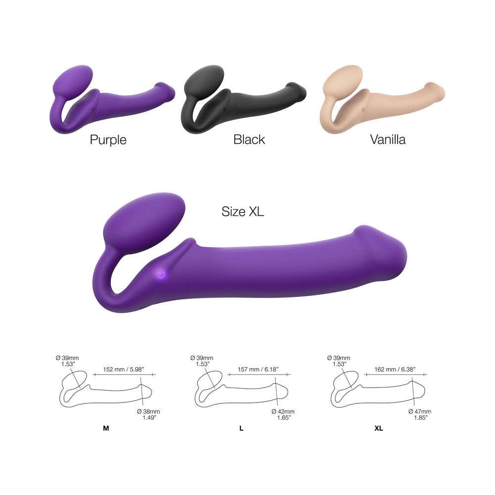 Strap-On-Me Rechargeable Remote-Controlled Silicone Vibrating Bendable Strap-On Purple XL - Fantasies Boutique