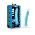 Blush Neo Elite Glow in the Dark Prysm 7 in. Silicone Dual Density Dildo with Suction Cup Neon Blue - Fantasies Boutique