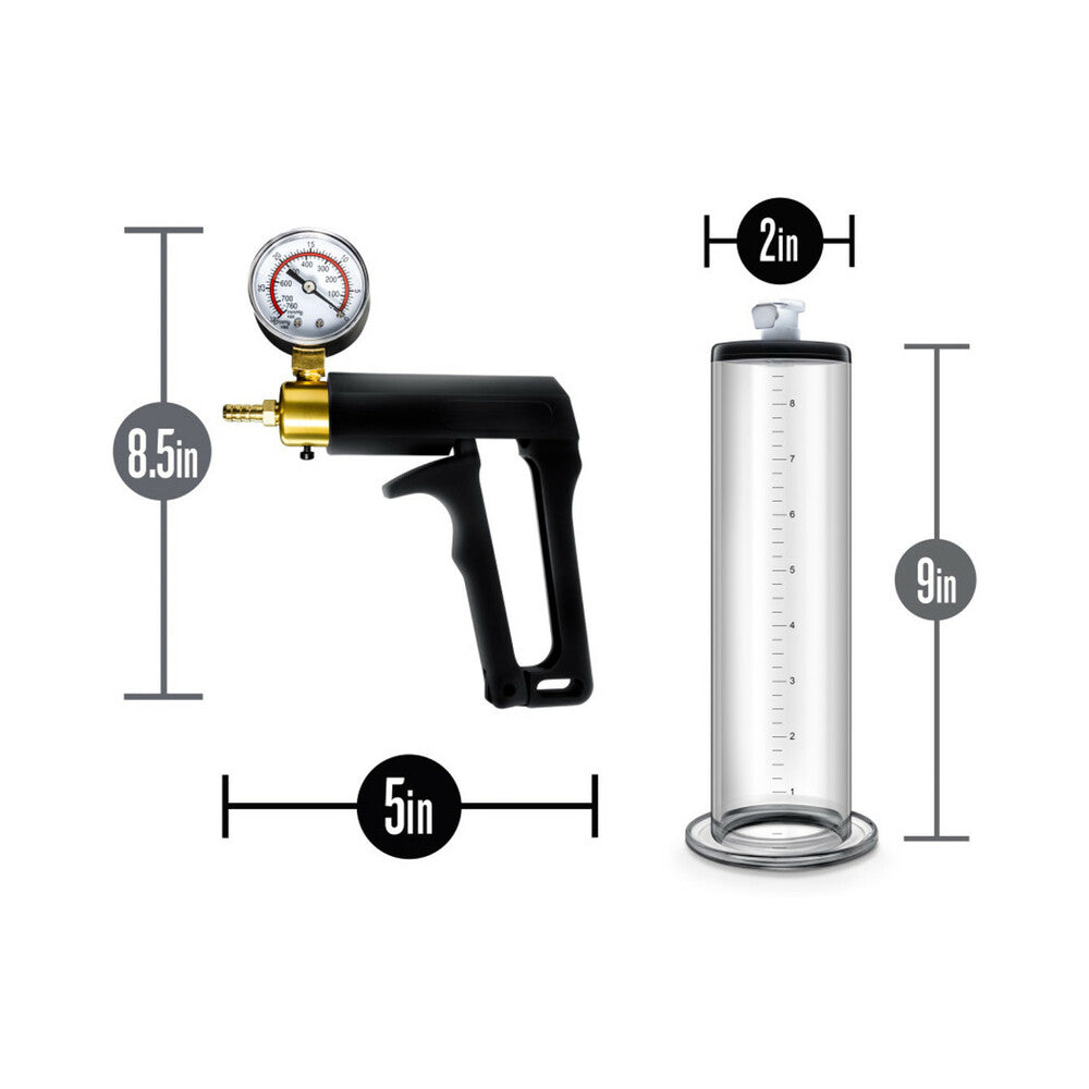 Blush Performance VX7 Vacuum Penis Pump with Brass Trigger & Pressure Gauge Clear - Fantasies Boutique