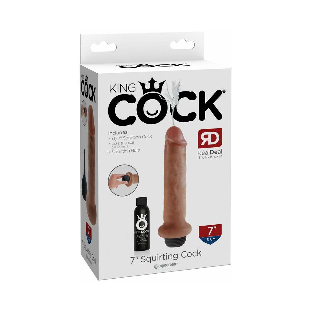 King Cock 7 in. Squirting Cock Realistic Dildo Tan - Fantasies Boutique