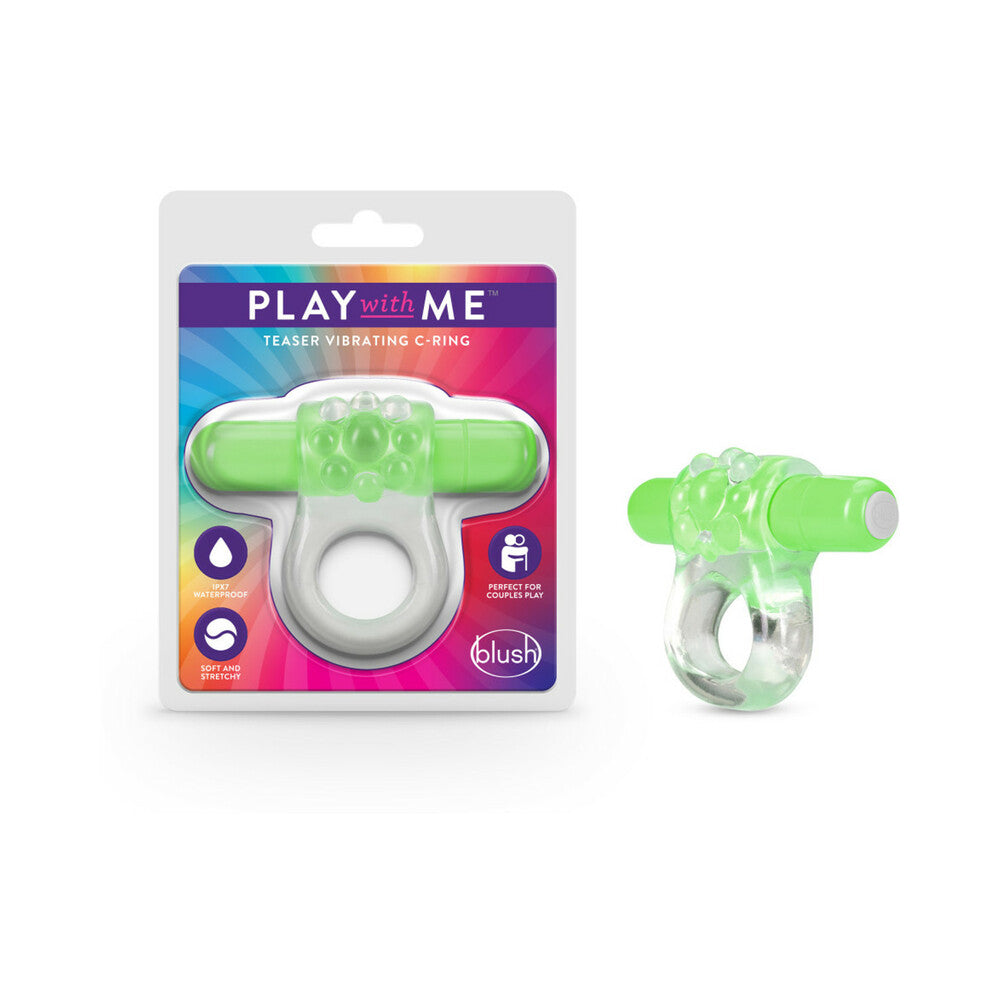 Play with Me Teaser Vibrating C-Ring Green - Fantasies Boutique