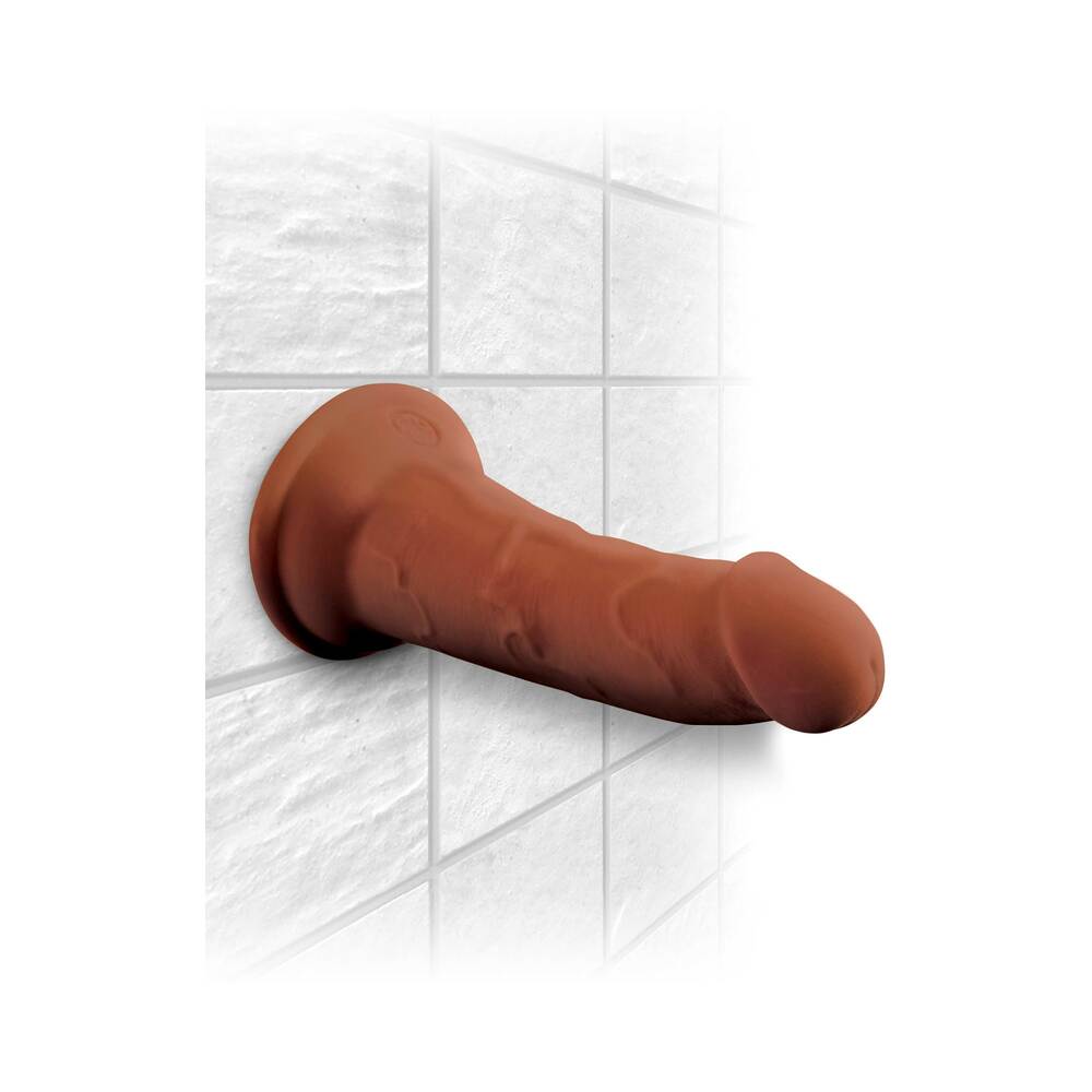 King Cock Plus 6 in. Triple Density Cock Realistic Dildo With Suction Cup Brown - Fantasies Boutique
