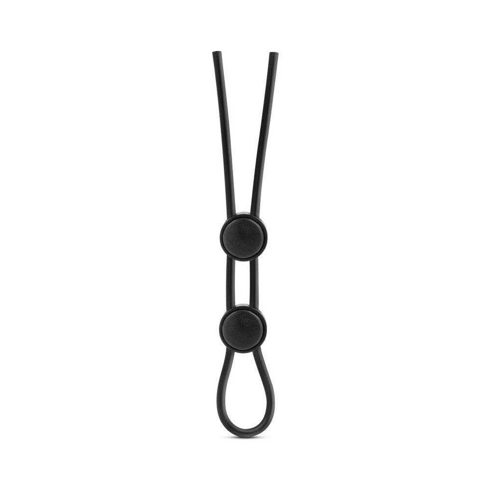 Stay Hard Silicone Double Loop Lasso/Bolo Cockring Black - Fantasies Boutique