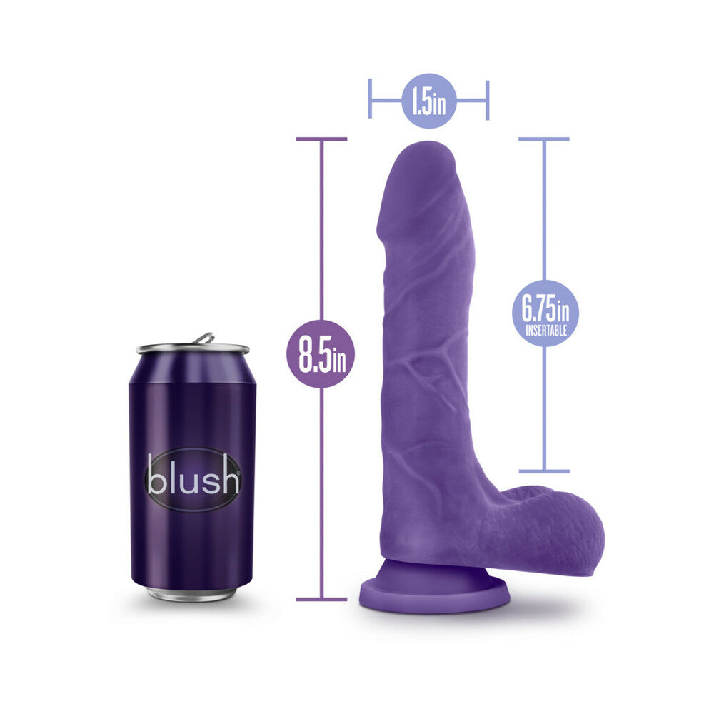 Au Naturel Bold Thrill 8.5 in. Posable Dual Density Dildo with Balls Purple - Fantasies Boutique