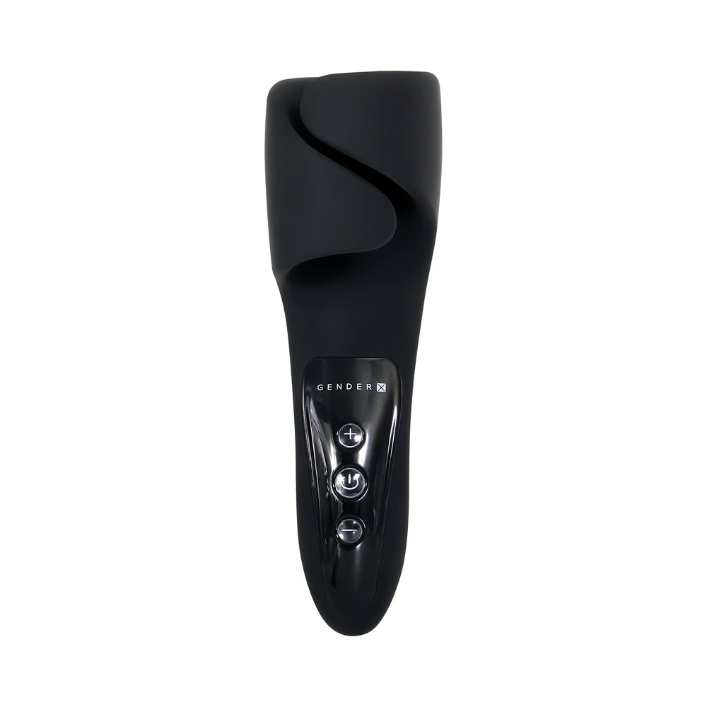 Gender X The Embrace Rechargeable Vibrating Pulsing Silicone Masturbator Black - Fantasies Boutique