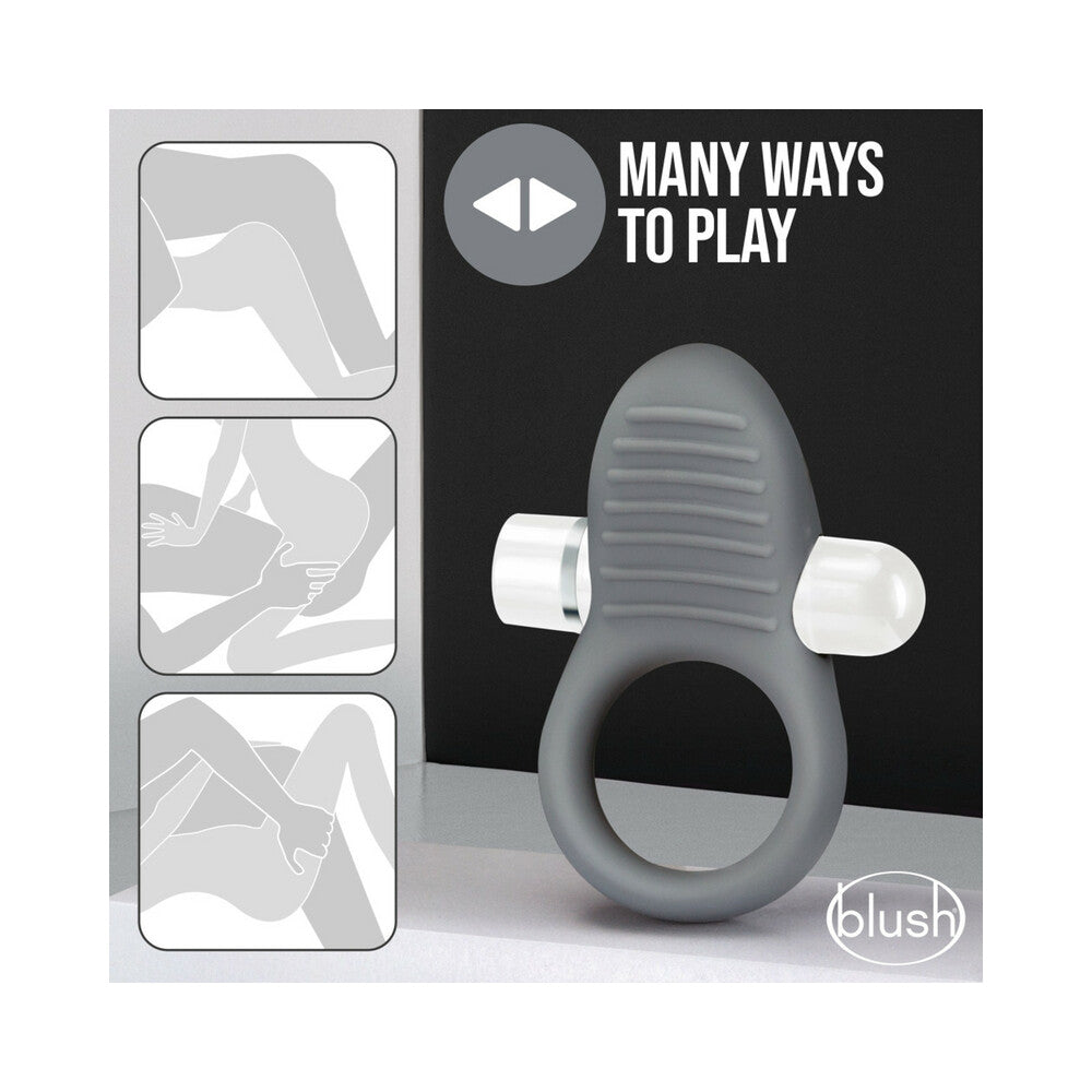 Blush Noje C1.Ring Rechargeable Vibrating Silicone Cockring Slate - Fantasies Boutique