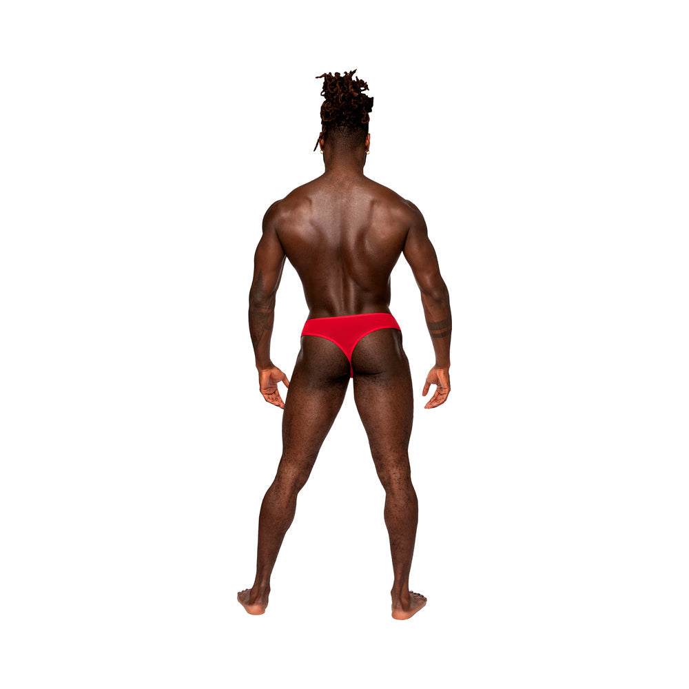Male Power Sassy Lace Open Ring Thong Red S/M - Fantasies Boutique