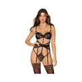 Dreamgirl Strappy Molded Bra Teddy Black Animal Print S Hanging - Fantasies Boutique