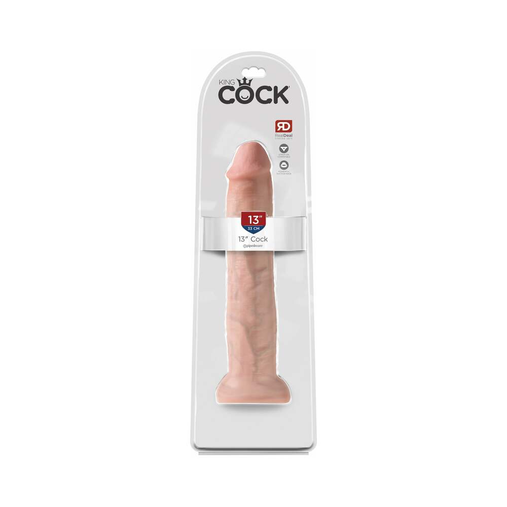 King Cock 13 in. Cock Realistic Dildo With Suction Cup Beige - Fantasies Boutique