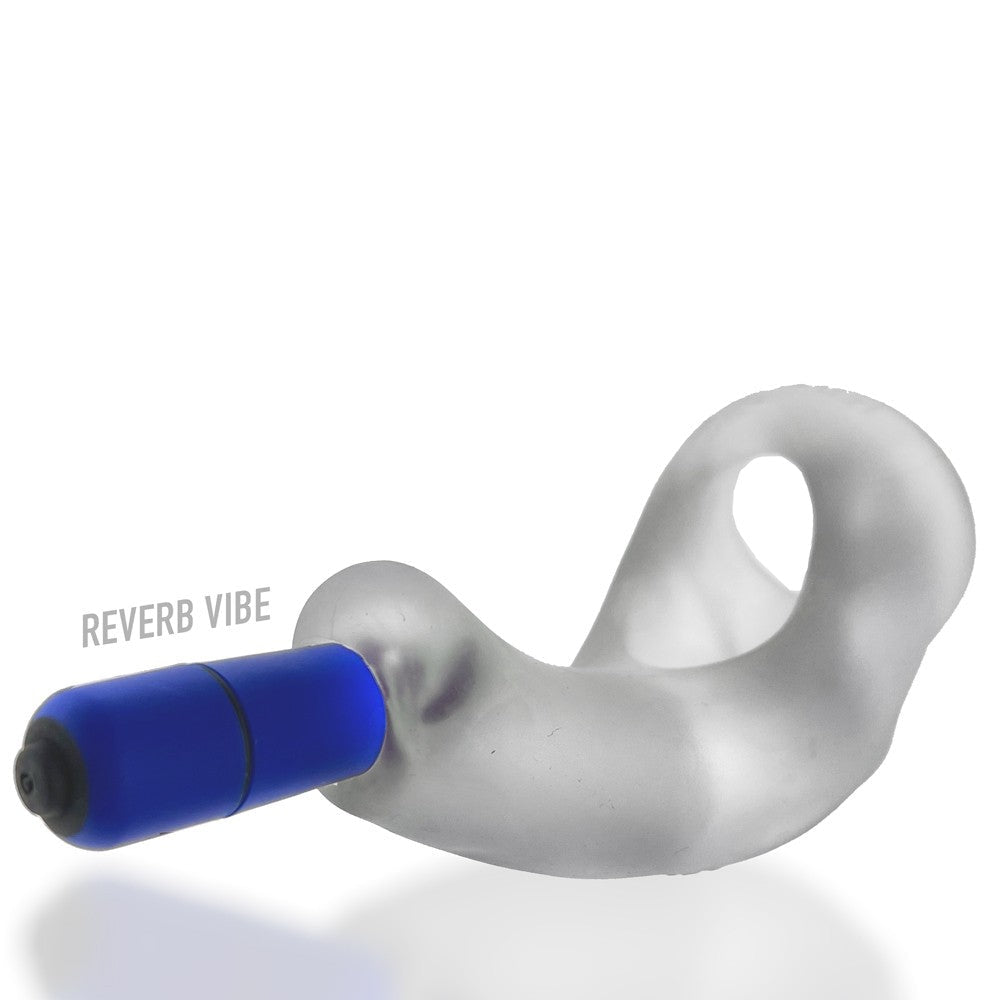 Hunkyjunk Buzzfuck Cock & Ball Sling with Taint Vibrator Clear Ice - Fantasies Boutique