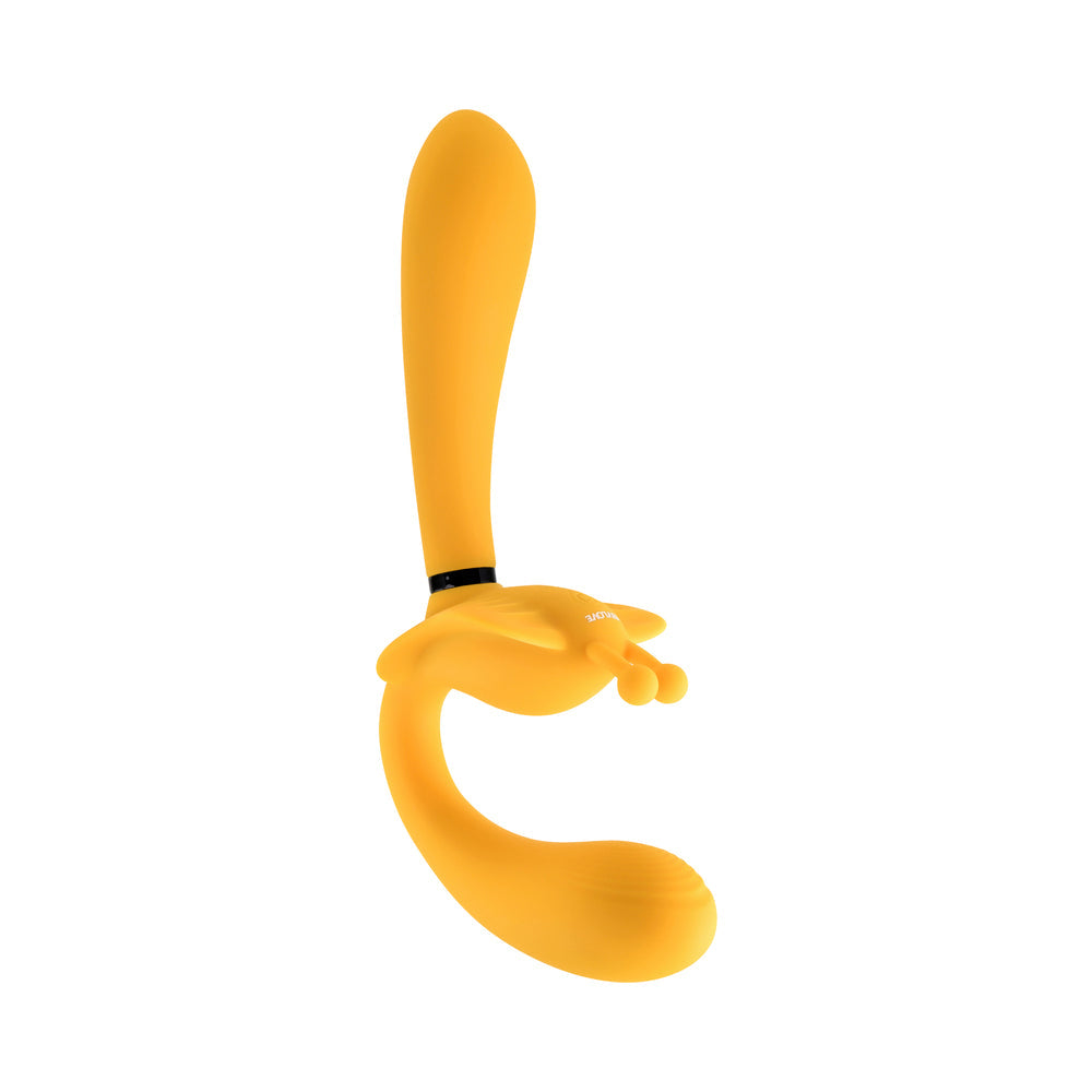 Evolved Monarch Rechargeable Silicone Multifunction Vibrating Strapless Strap-On Yellow - Fantasies Boutique