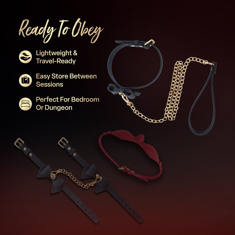 Temptasia Ardor Collar & Leash Black with Bow