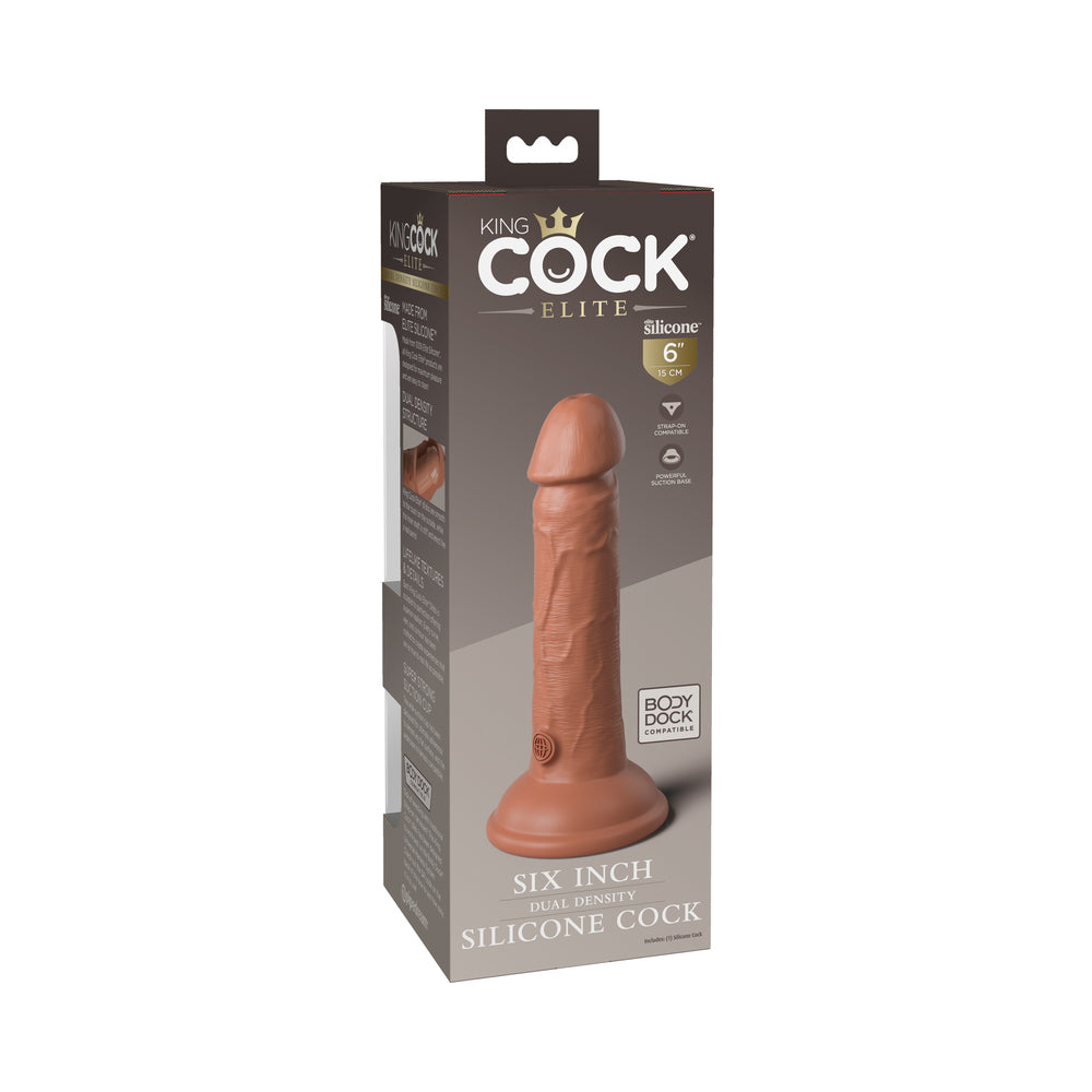 King Cock Elite 7 in. Dual Density Silicone Cock Realistic Dildo With Suction Cup Tan - Fantasies Boutique