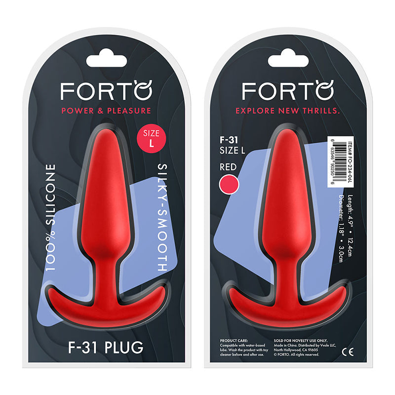 Forto F-31 Silicone Anal Plug Large Red - Fantasies Boutique