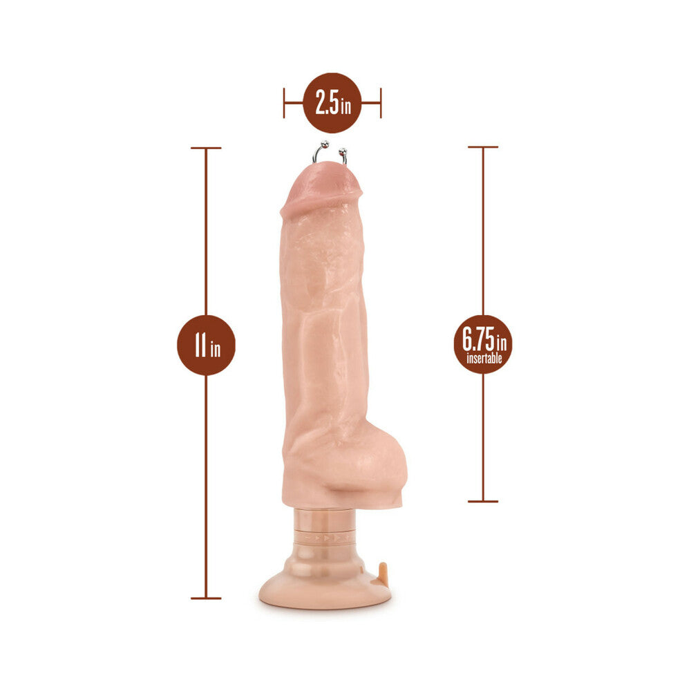 Loverboy Bad Boy Next Door Pierced 11 in. Vibrating Dildo with Balls Beige - Fantasies Boutique