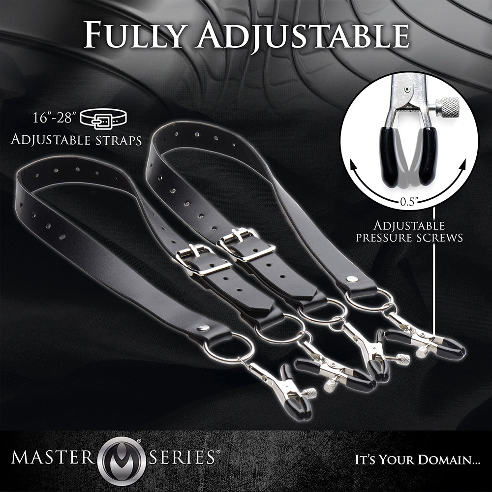 Master Series Spread Labia Spreader Straps With Clamps - Fantasies Boutique